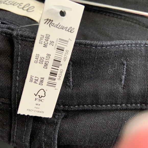 Madewell High Rise Black Skinny Knee-Rip Jeans NWT  - Waist 26 - Picture 12 of 13
